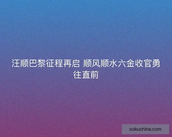 汪顺巴黎征程再启 顺风顺水六金收官勇往直前
