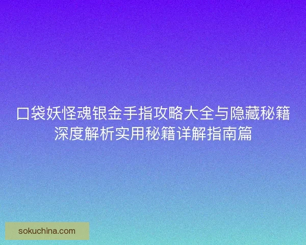口袋妖怪魂银金手指攻略大全与隐藏秘籍深度解析实用秘籍详解指南篇